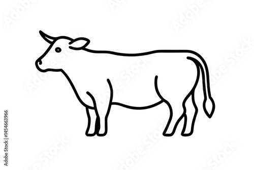 Minimal Black Line Art of a Cow – Clean Vector for Agriculture and Farm Designs

