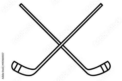 Minimalist Black Line Art of Crossed Hockey Sticks – Vector Illustration


