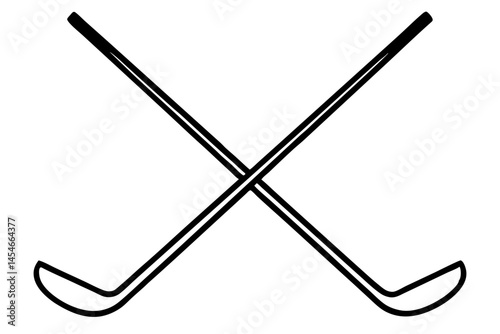 Minimalist Black Line Art of Crossed Hockey Sticks – Vector Illustration


