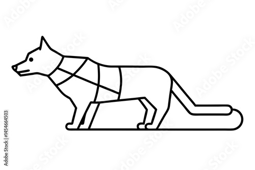 Minimalist Black Line Art of Dog Sled – Sleek Vector Illustration for Winter and Arctic Themes

