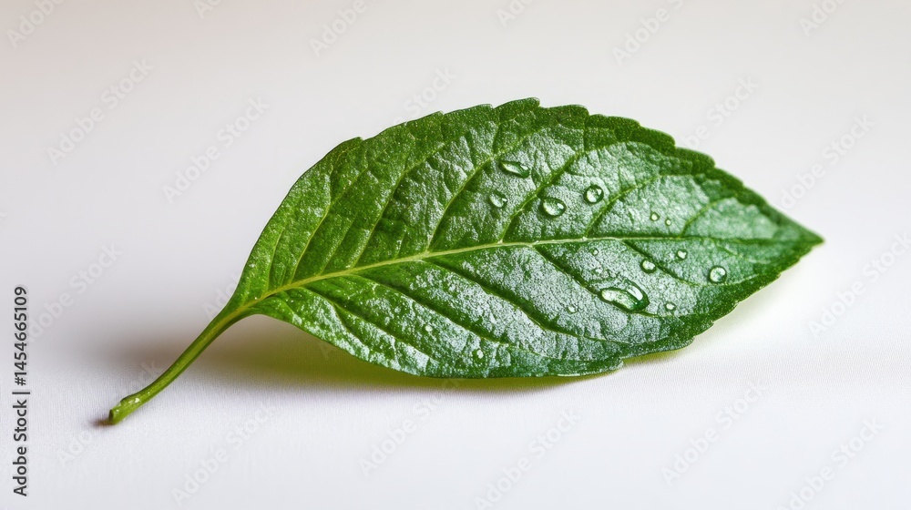 Obraz premium World No Tobacco Day: A close-up of a fresh green leaf with dewdrops, symbolizing health and renewal, 