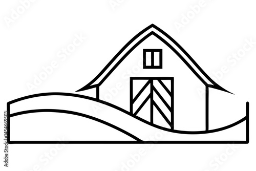Minimalist Barn Line Art SVG – Perfect Farmhouse Illustration for Rustic Designs

