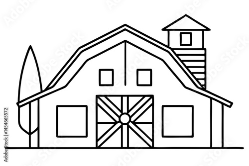 Minimalist Barn Line Art SVG – Perfect Farmhouse Illustration for Rustic Designs


