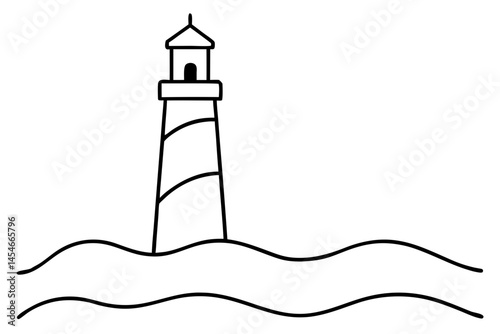 Minimalist Lighthouse Line Art SVG – Elegant Coastal Illustration for Modern Designs

