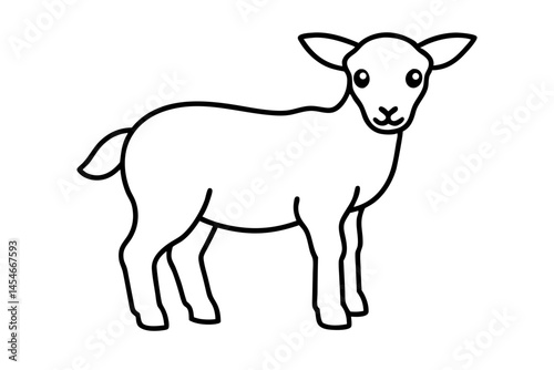 Simple Black Line Drawing of a Lamb – Cute Farm Animal SVG Design

