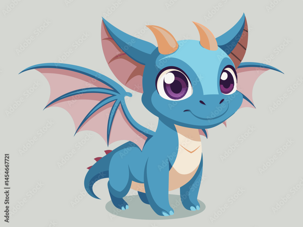 Fototapeta premium Adorable Baby Dragon Cartoon Illustration for Childrens Book