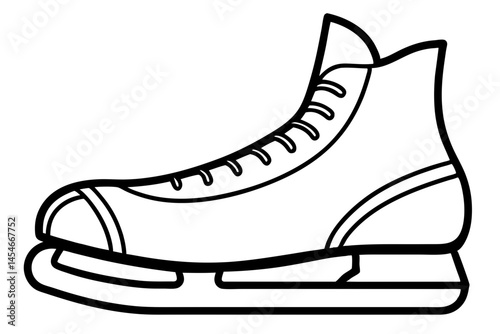 Minimalist Black Line Art of Hockey Skate – Winter Sports SVG Design

