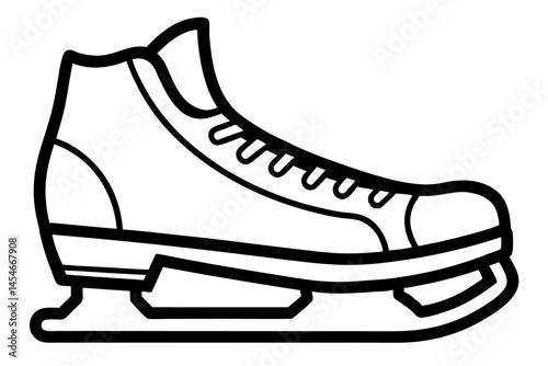 Minimalist Black Line Art of Hockey Skate – Winter Sports SVG Design

