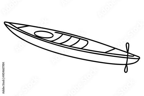 Minimalist Black Line Art of Kayak – Outdoor Adventure SVG Illustration

