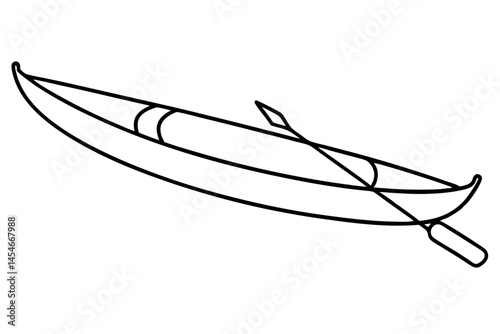 Minimalist Black Line Art of Kayak – Outdoor Adventure SVG Illustration

