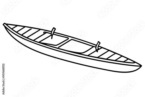 Minimalist Black Line Art of Kayak – Outdoor Adventure SVG Illustration


