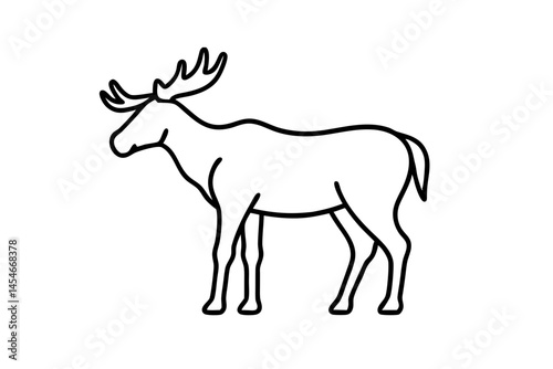 Minimalist Black Line Art of Moose – Canadian Wildlife SVG Illustration


