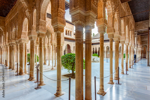 Court of Lions in Nasrid palace of Alhambra, Granada, Spain
