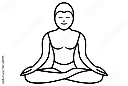 Simple Black Line Drawing of a Meditating Person – Wellness SVG Illustration

