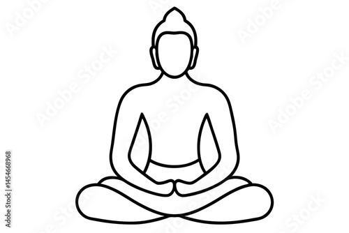Simple Black Line Drawing of a Meditating Person – Wellness SVG Illustration

