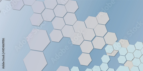 Blue hexagon on minimal simple blue watercolor vector illustration Science technology and medical concept hexagon on transparent background.