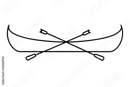 Simple Line Art of Canoe with Paddles – Minimal Outdoor and Adventure Illustration

