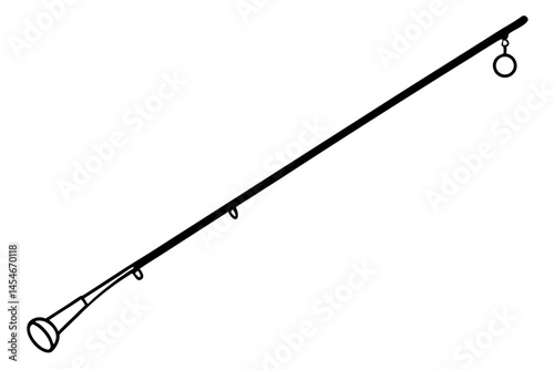 Simple Line Art of Fishing Rod and Line – Minimal Outdoor and Sport Illustration

