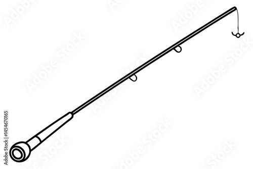 Simple Line Art of Fishing Rod and Line – Minimal Outdoor and Sport Illustration

