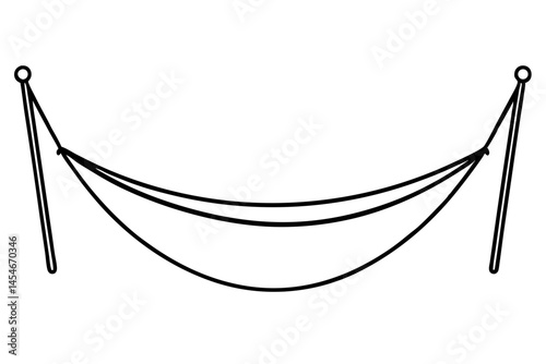 Simple Line Art of Hanging Hammock – Minimal Relaxation and Travel Illustration

