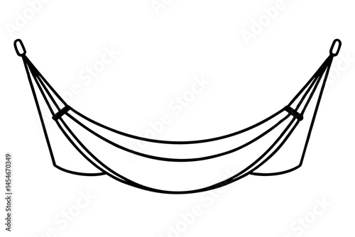 Simple Line Art of Hanging Hammock – Minimal Relaxation and Travel Illustration

