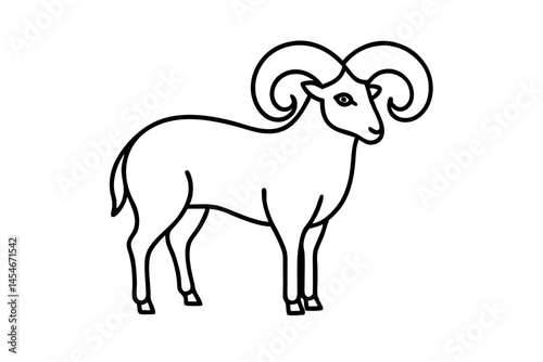 Stylized Line Art of Ram – Minimal Aries Zodiac Illustration

