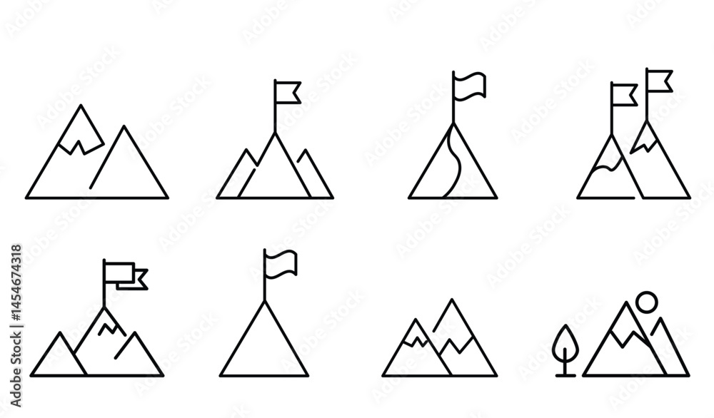 Mountain, hills icons set. mountain icon Simple thin line vector eps10. Mountain, hills icons set. mountain icon Simple thin line vector eps10.