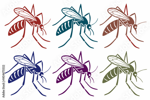 set of Mosquito silhouette vector illustration