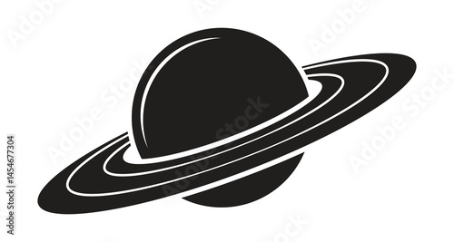 Saturn planet icon sign with silhouette style on white background. Vector illustration