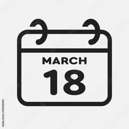 Icon page calendar day - 18 March