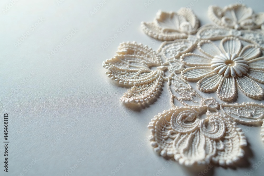 Obraz premium Intricate floral lace doily, delicate texture , mesh, tablecloth, crochet