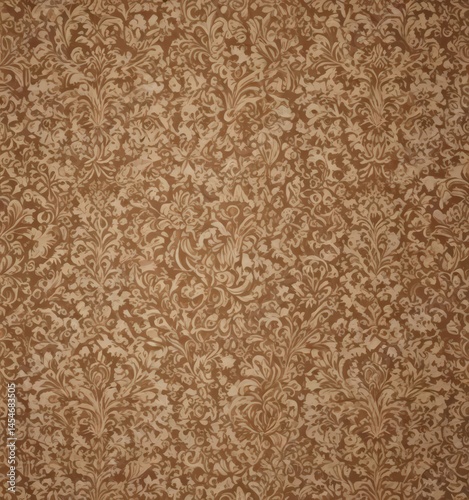 Brown beige damask wallpaper Seamless ornate pattern , design, interior