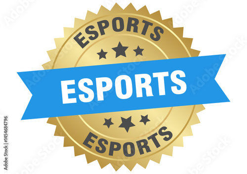 esports. esports round blue and gold label isolated on transparent background