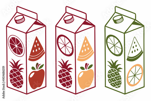 set of juice carton silhouette vector illustration