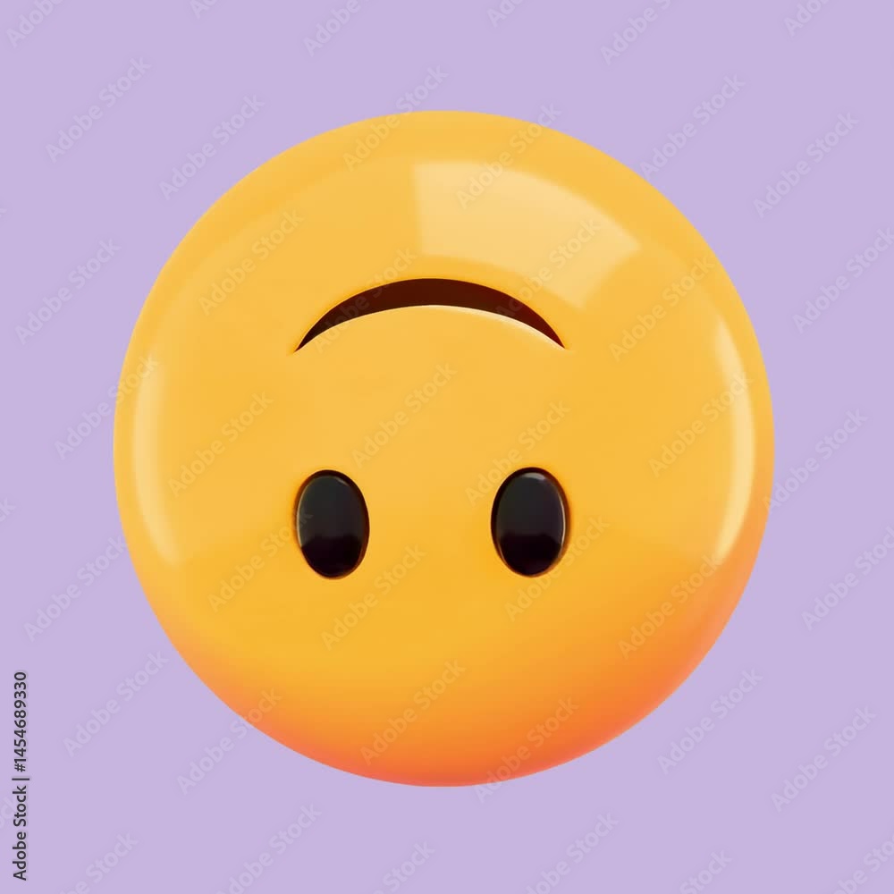 Upside-down smiley face emoji animation isolated asset, transparent 4K video, alpha channel, ProRes 4444 Upside-down smiley face emoji animation isolated asset, transparent 4K video, alpha channel, ProRes 4444