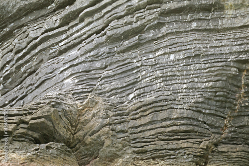 Khao Hin Phap Pha pancake rock cliff, a natural rock formation that carved over millions of years along the coast of Nakhon Si Thammarat, southern Thailand photo