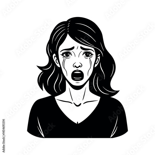 Upset Woman Cartoon Character Art for Emotion Design
