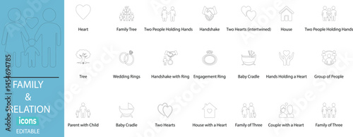 Minimal family line art - parenting, love & bonding symbols for cards, decor & digital projects. Thin stroke style
