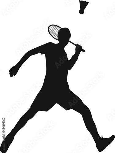 Tennis player silhouette in vector, flat style.