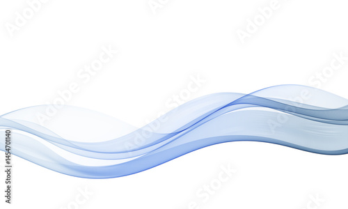 Smooth flowing wave in soft blue tones on a white background, elegant vector design with light transparent curves and minimal aesthetic.