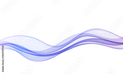 Elegant smooth wave in gradient shades of blue and violet, flowing across a white background with soft transparent lines and minimal design.