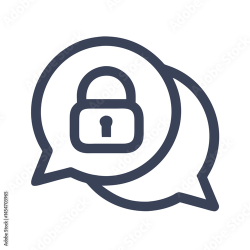 Vector Icon of Chat Bubbles with Padlock Representing Secure Communication and Privacy and Copy Space