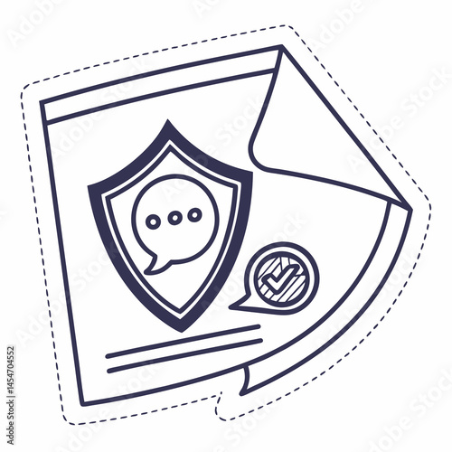 Vector Illustration of Secure Chat Communication with Shield Symbol and Copy Space