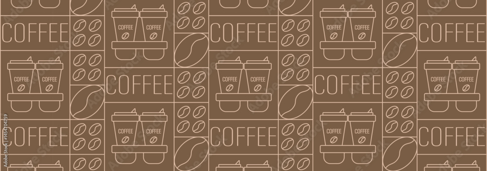Coffee geometric pattern of lines. Abstract seamless background for coffee shop, food packaging, menu. Coffee geometric pattern of lines. Abstract seamless background for coffee shop, food packaging, menu.