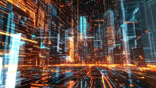 Wallpaper Mural Futuristic Digital City Data Flow Torontodigital.ca