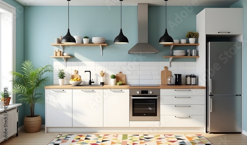 Bright and Functional Kitchen Interior in Modern Style