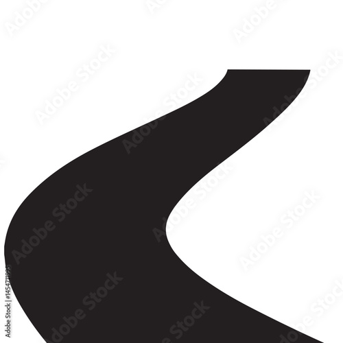 Winding Road Abstract Black and White Illustration of a Curving Path, Symbolic of Life's Journey, Adventure, and the Unfolding Path Ahead