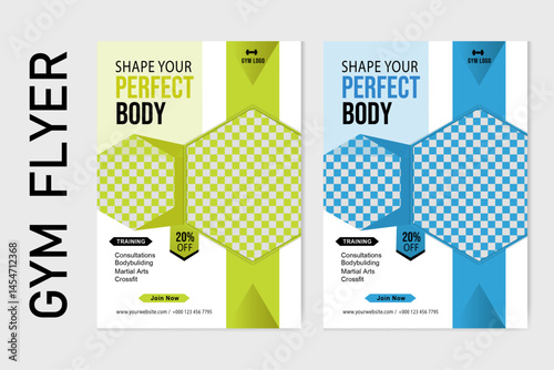 Flyer template design for gym and fitness Modern and futuristic vector body fitness Flyer