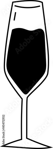 Champagne Flute Glass Illustration in Minimal Style