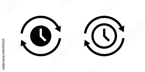 Vector icon set depicting refresh time symbols, ideal for technology and renewal designs.